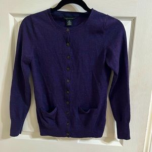 Dark Purple Merino Wool Cardigan M